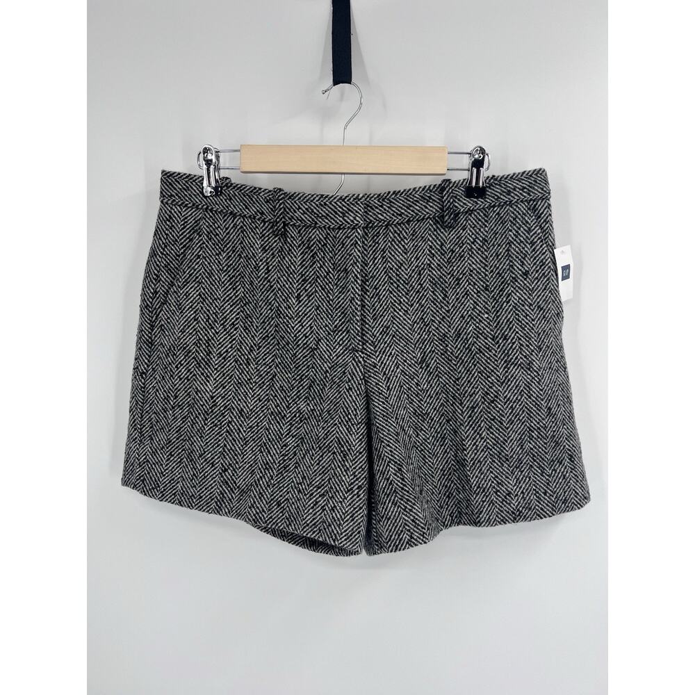 Gap Tailored Shorts Grey Black Herringbone Wool 10T Preppy Suiting